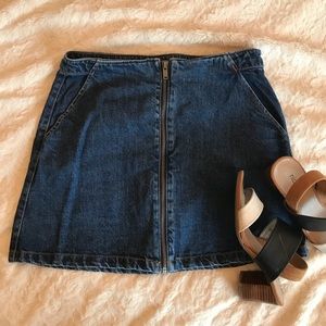 Zara zip front denim mini